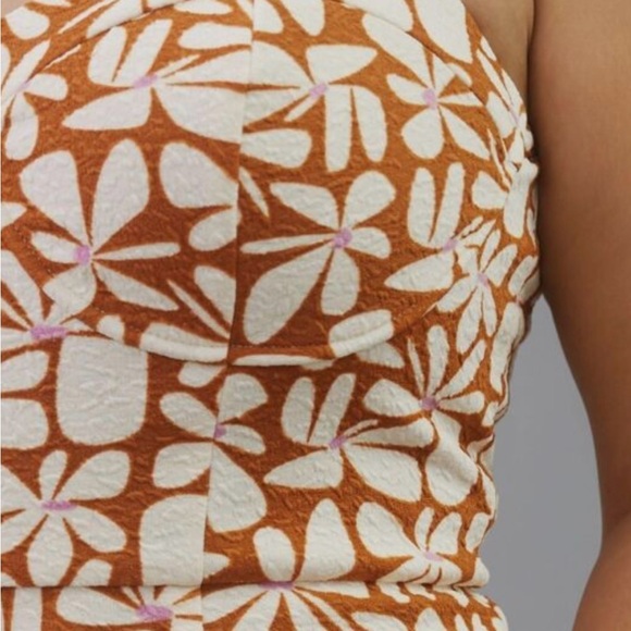 Anthropologie, Hutch Floral Orange and Cream Sweetheart Dress - Picture 5 of 8